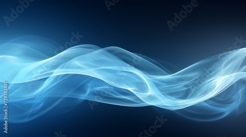 Abstract blue smoke wave pattern on dark background for creative designs