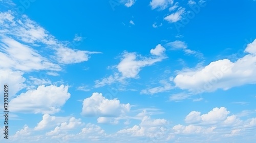 Serene blue sky with fluffy white clouds perfect for backgrounds