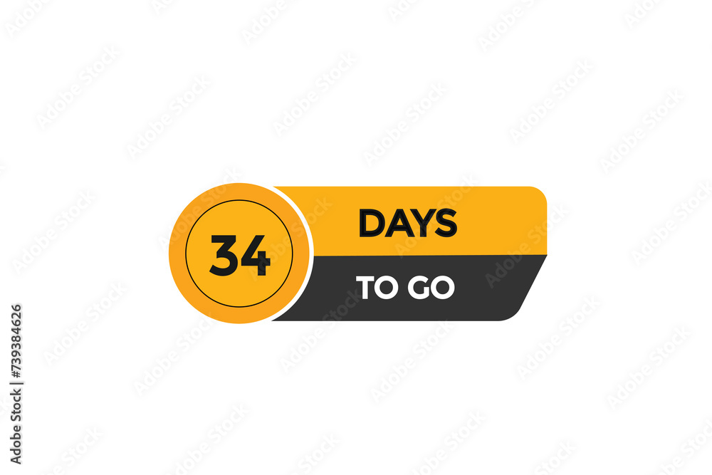 34 days to go countdown to go one time,  background template,34   days to go, countdown sticker left banner business,sale, label button,