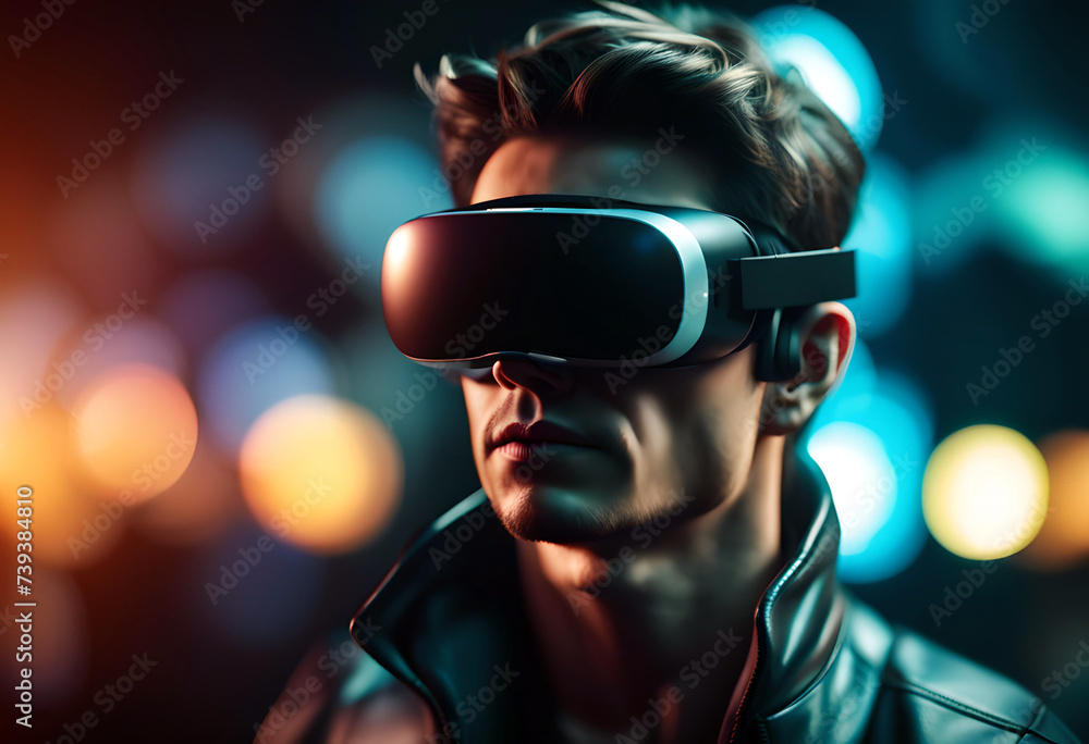 person with virtual reality vision person with virtual reality vision