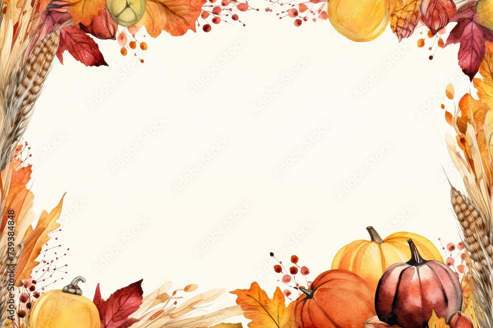 Fototapeta premium Elegant Thanksgiving Stationery: Express Gratitude with Hand-Drawn, Colorful Letter Paper and Customizable Space for Messages.