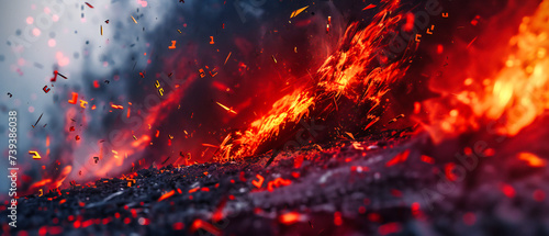 Volcanic fury under the night sky, a raw display of natures power, where lava and smoke tell the tale of earths fiery heart photo