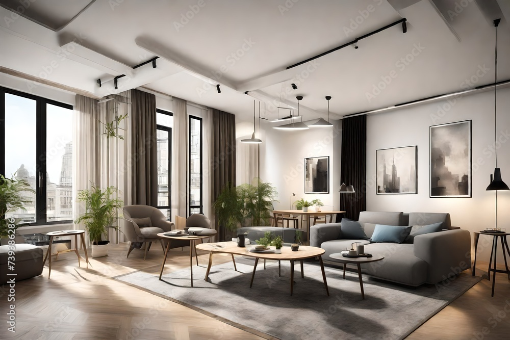 Modern and cozy apartment, consisting of a living room and a kitchen Modern and cozy apartment, consisting of a living room and a kitchen
