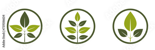 organic icons. green sprout in a circle. eco friendly, natural, and bio symbols. isolated vector images