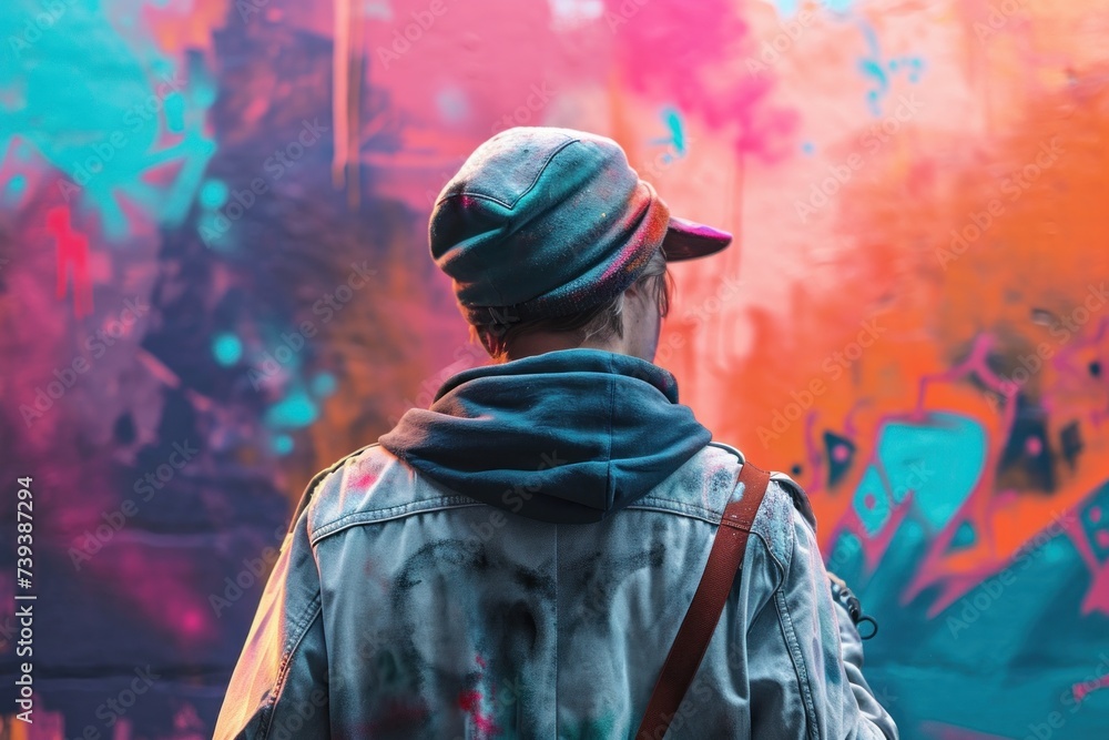 Urban Artist Overlooking Graffiti Wall