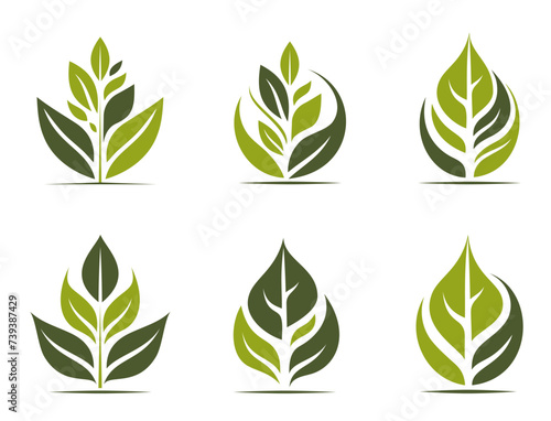 green sprout icon set. plant, botanical and organic symbol. isolated vector image