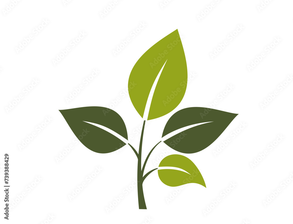 green twig icon. botanical, spring, plant and nature symbol. isolated vector illustration