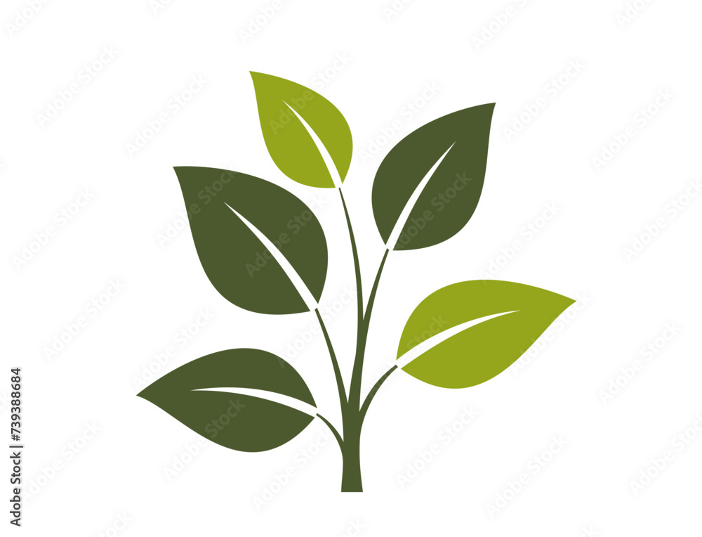 green plant icon. botanical, plant and nature symbol. isolated vector illustration