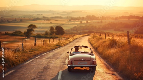 Sunset Road Trip in Classic Convertible