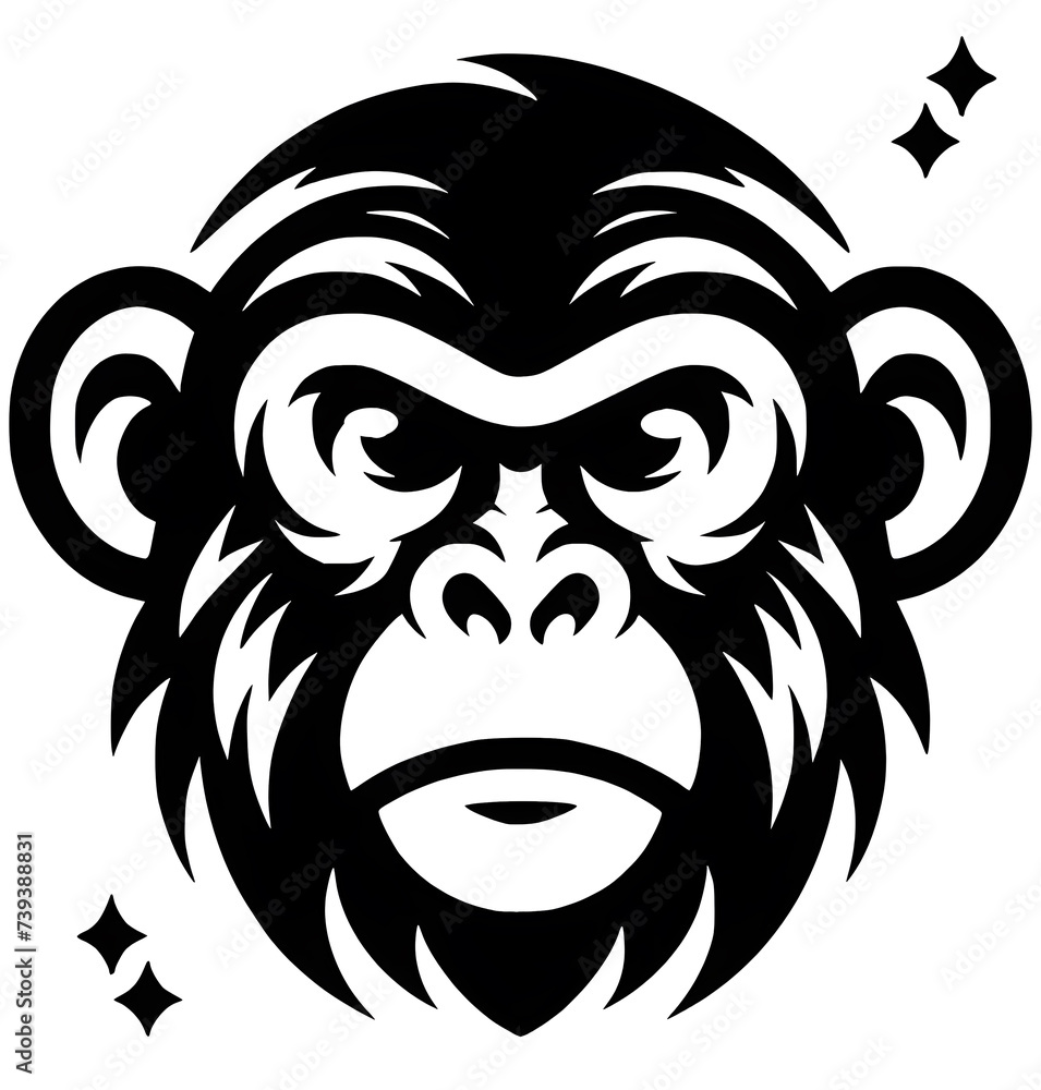 Monkey Head Logo PNG Illustration Design