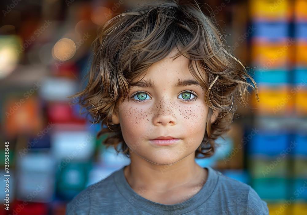 Boy with beautiful green eyes. AI generated Boy with beautiful green eyes. AI generated