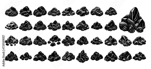 Collection of stone rock silhouette illustration design