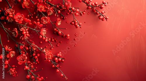 Chinese new year celebration festive background, copy space, 16:9