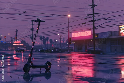 Photorealistic depiction of urban areas enforcing a ban on electric scooters, resulting in a tranquil and scooter-free cityscape