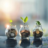 Idea of abundance achieved through careful planning with money savings plant pots