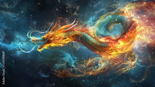 Elemental spirit Conceive a fire breathing dragon merging with a sea serpent embodying the power of dragon