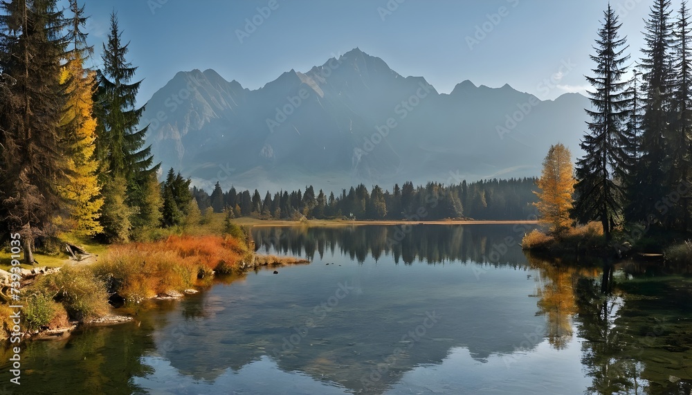 reflection of trees in the lake