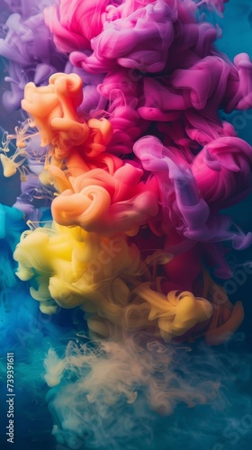 A mesmerizing symphony of colors of liquid blending and merging