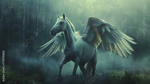 A creature with wings resembling those of a pegasus majestic and regal
