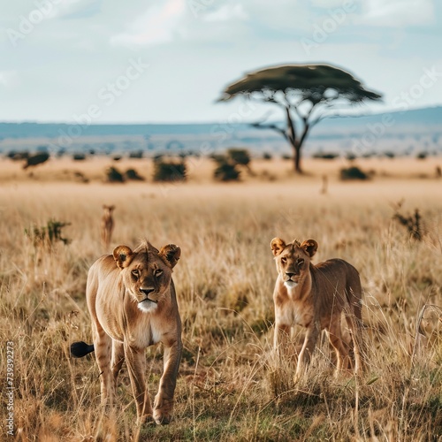 A thrilling safari spotting majestic lions photo