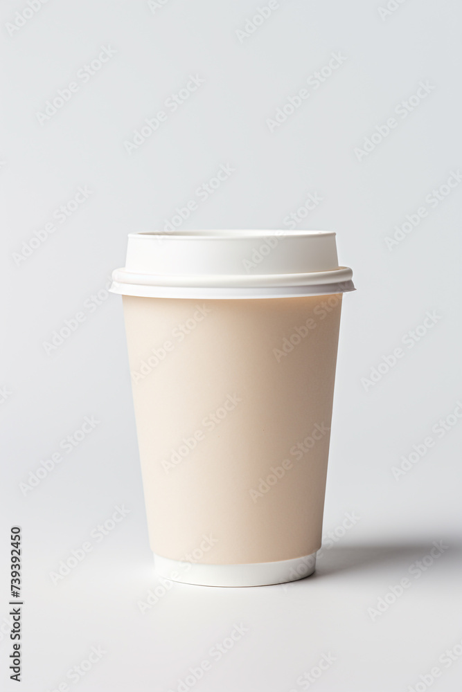 Blank takeaway white color paper cup mockup in white background. Disposable recyclable cup. Packaging template for product design, branding, and display. Generative AI Blank takeaway white color paper cup mockup in white background. Disposable recyclable cup. Packaging template for product design, branding, and display. Generative AI