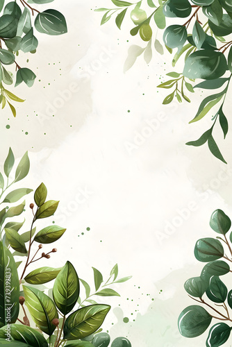 Green Leaves on White Background card