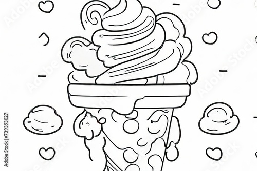 Outline Drawings A Ice cream. black and White