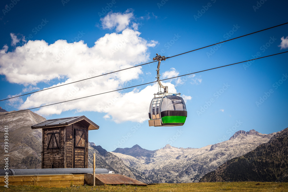 cable car in the mountain, in the highest part of the mountain