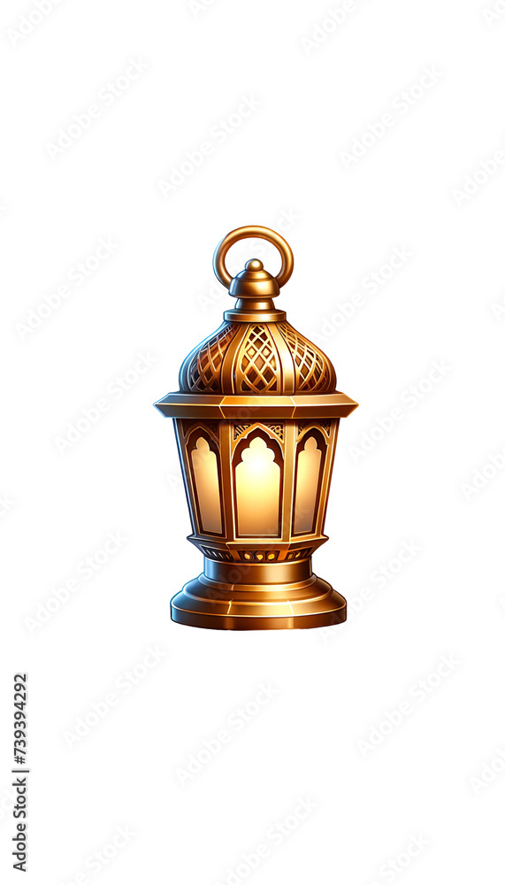 Fototapeta premium Illustration of golden traditional arabic metal lantern