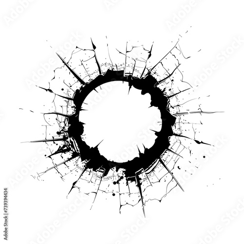 Silhouette bullet hole in glass black color only