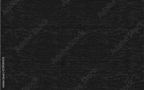 Black wood plank texture vector background, Black wooden table top view.	