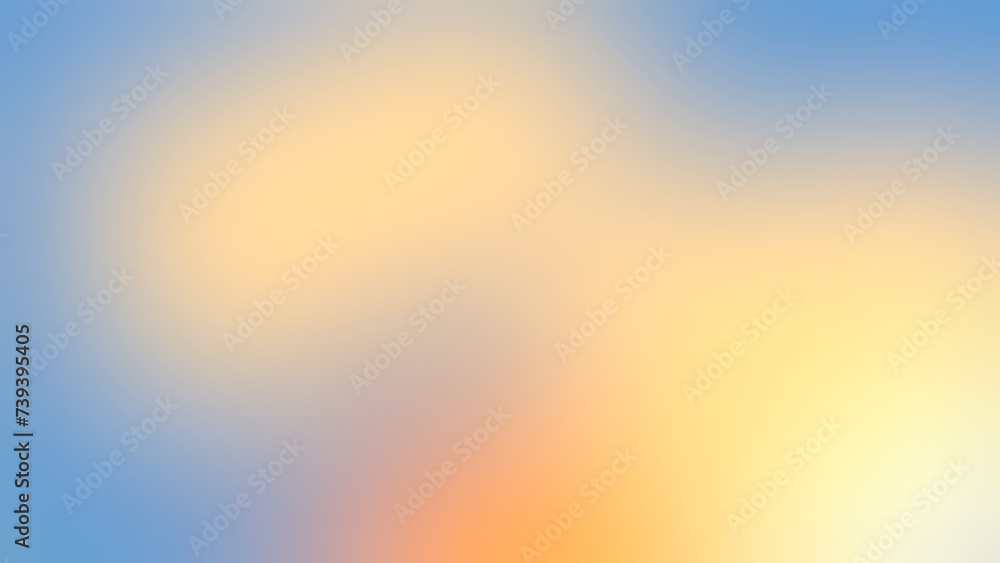 Blue, Orange abstract soft poster background, vibrant color wave, noise texture cover header design. 