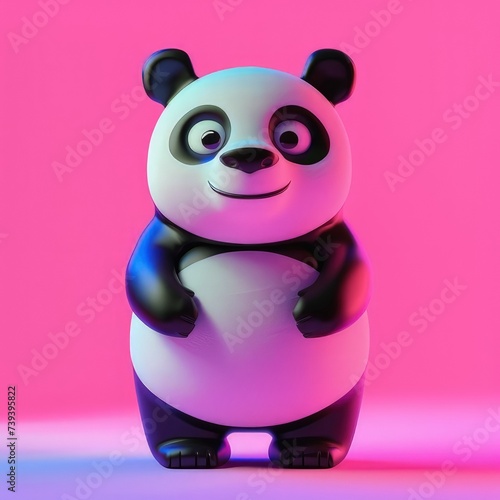 3D illustration of a cute panda 