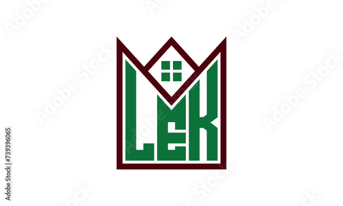 LEK initial letter real estate builders logo design vector. construction ,housing, home marker, property, building, apartment, flat, compartment, business, corporate, house rent, rental, commercial