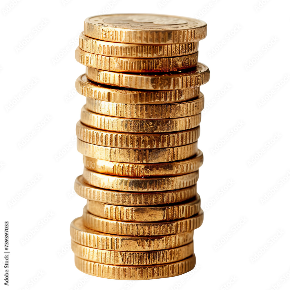 stack of golden coins. PNG