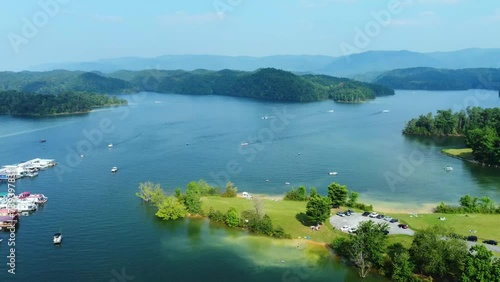 South Holston Lake Marina 4k aerial video in summer photo