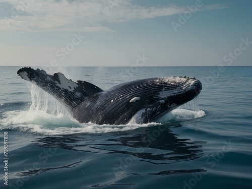 A whale swimming in the water