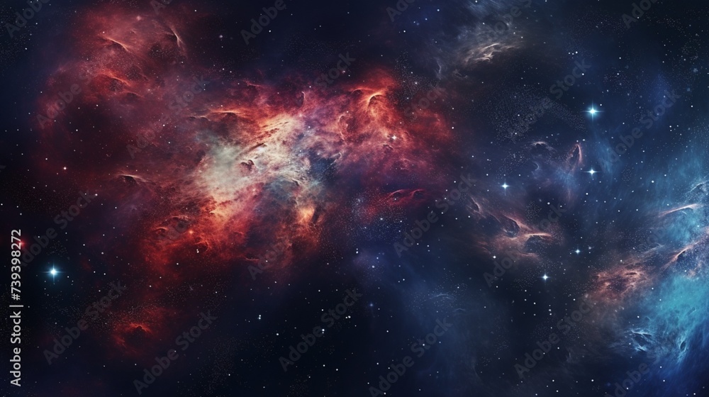 A captivating digital background design with an abstract representation of outer space, featuring galaxies, stars, and cosmic elements, suitable for a cosmic and mesmerizing background