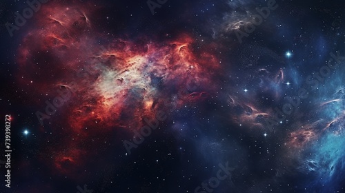A captivating digital background design with an abstract representation of outer space, featuring galaxies, stars, and cosmic elements, suitable for a cosmic and mesmerizing background © fajar