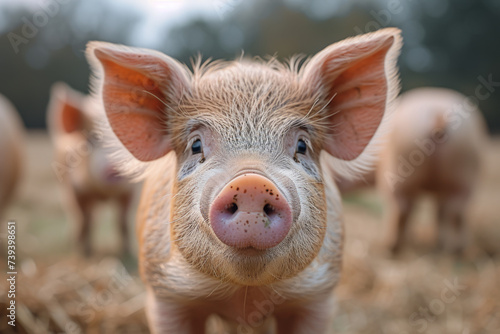 Portrait of a farm pig