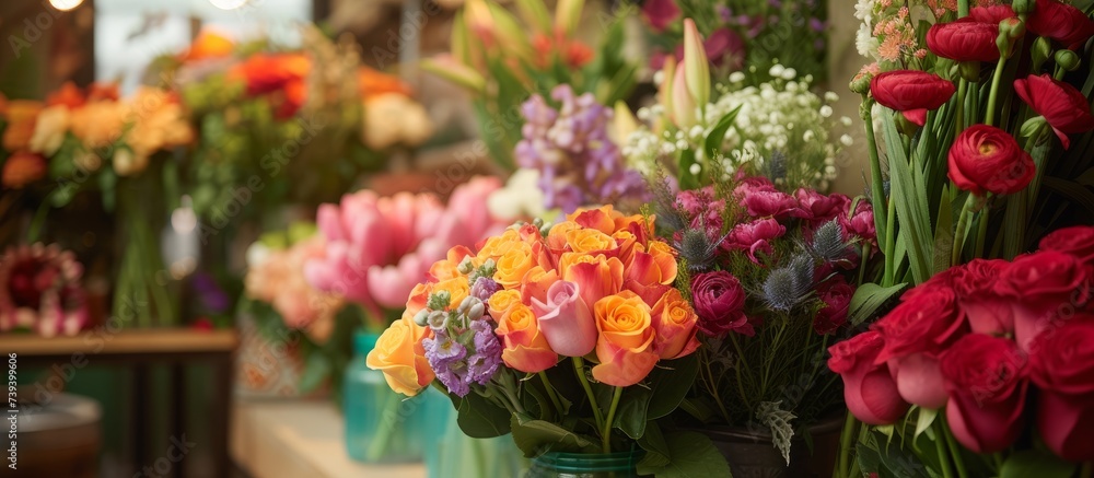 Obraz premium Vibrant and colorful collection of assorted fresh and beautiful flowers