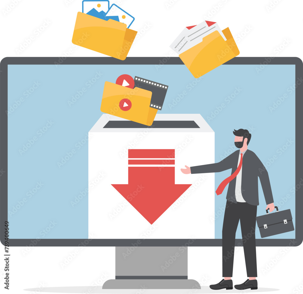 Illustration concept of download with people pushing folders.
Illustration concept of download with people pushing folders.