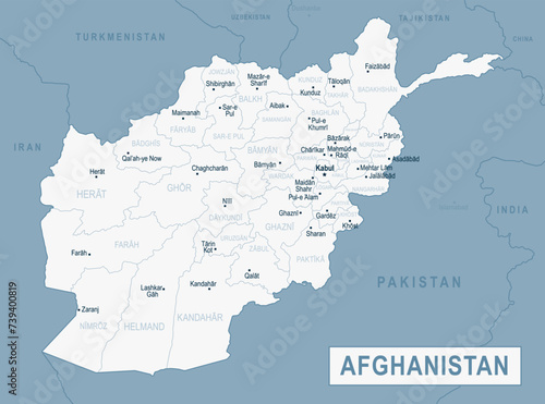Fototapeta Naklejka Na Ścianę i Meble -  Afghanistan Map. Detailed Vector Illustration of Afghani Map