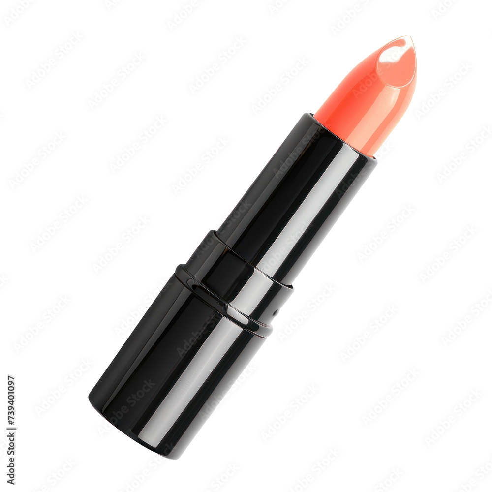 Lipstick, peach color, transparent background. 