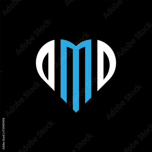 DMD creative love shape monogram letter logo. DMD Unique modern flat abstract vector letter logo design.
 photo