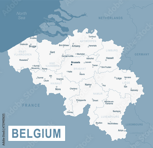 Fototapeta Naklejka Na Ścianę i Meble -  Belgium Map. Detailed Vector Illustration of Belgian Map
