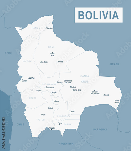 Bolivia Map. Detailed Vector Illustration of Bolivian Map