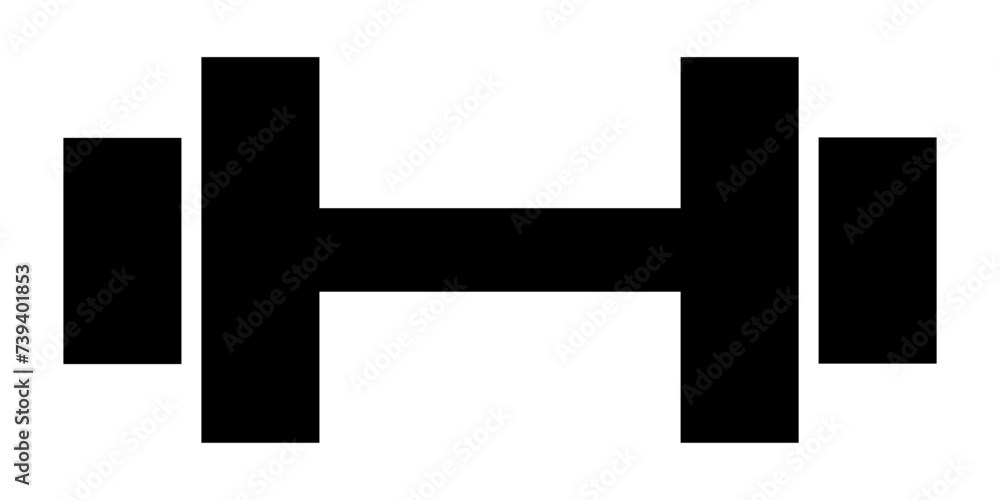 Dumbbell for the gym icon. Barbell black symbol. Vector illustration isolated on white background. Dumbbell for the gym icon. Barbell black symbol. Vector illustration isolated on white background.
