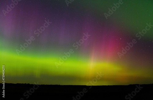 Northern lights - Aurora borealis, on the east side. Lithuania.