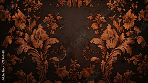 An elegant digital background featuring a classic damask pattern with intricate details and lifelike colors, simulating 